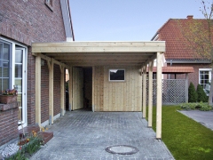 Einzelcarport 7026 Classic mit Geräteraum und Hauswandanschluß